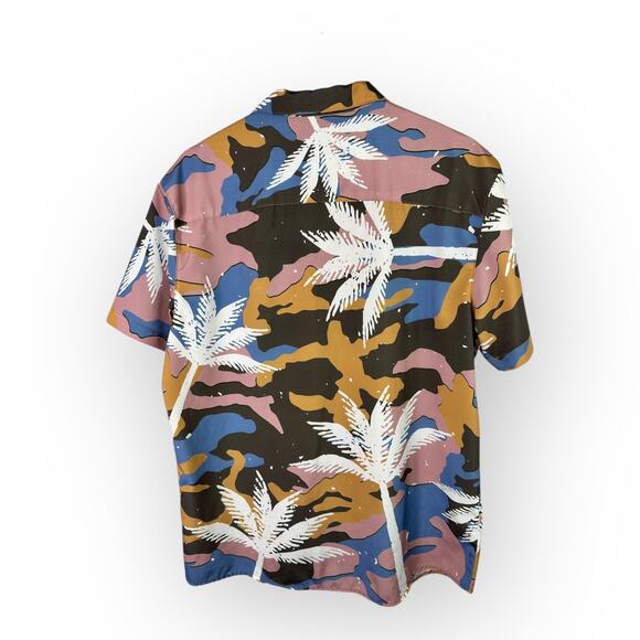 Negative Space Mens M Colorful Camouflage Tropical Button Up Short Sleeve Shirt - Picture 2 of 8